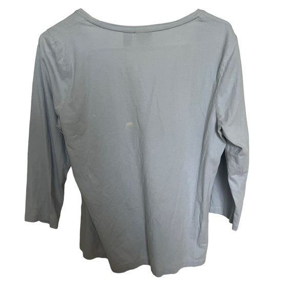 Chico's Women's Sequin Stripe Blouse Top 3/4 Sleeve‎ Pullover Blue Size 1 US M 8 - Picture 2 of 7